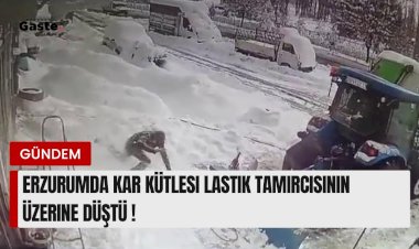 Erzurumda Kar Kütlesi Lastik Tamircisi Üzerine Düştü !